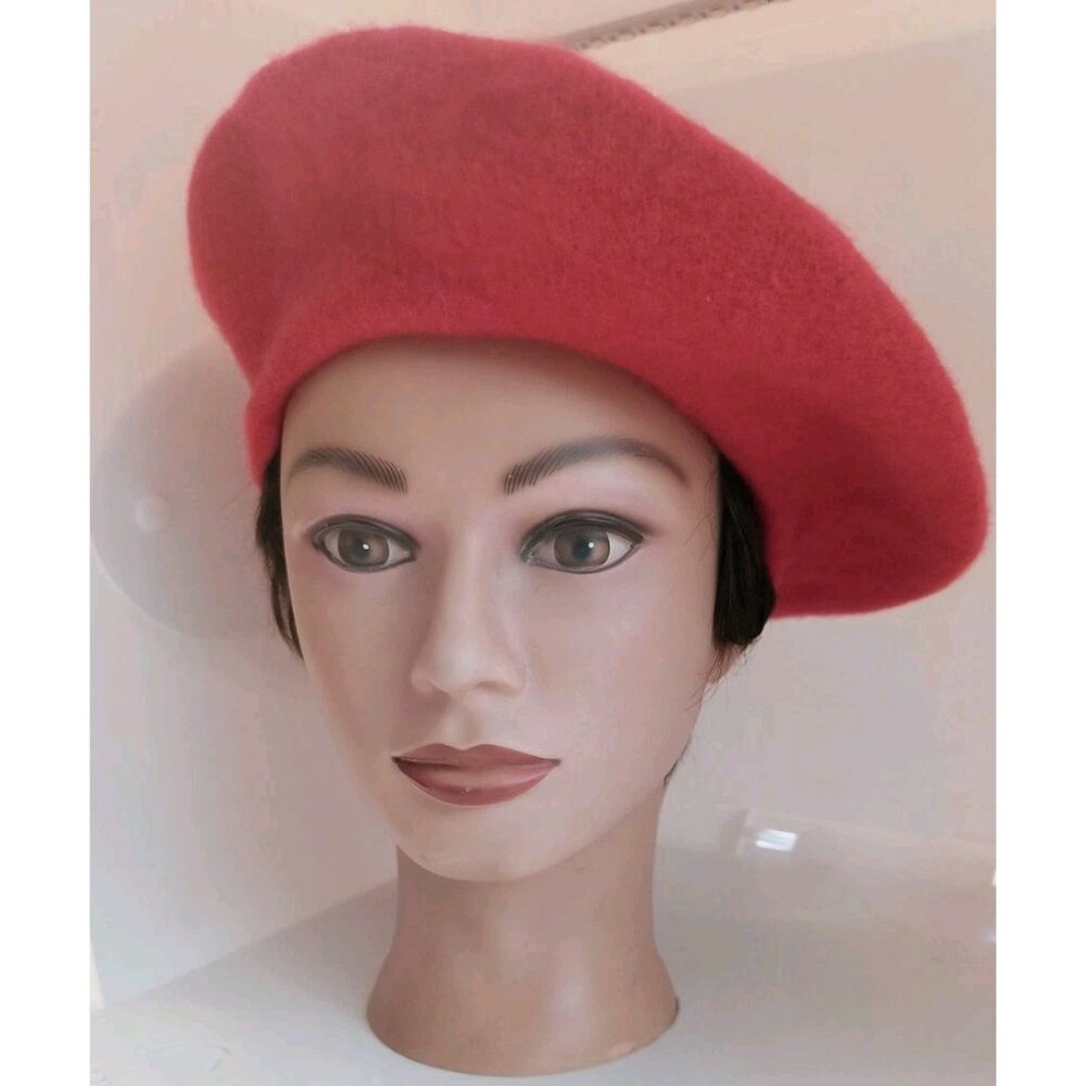 Vintage Wool Beret Set Women Black Red Navy 3 Piece Classic French Style Boinas